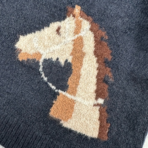 Vigoss Horse Intarsia Knit Cropped Cardigan Sweater Equestrian Preppy Heritage L - Picture 10 of 13